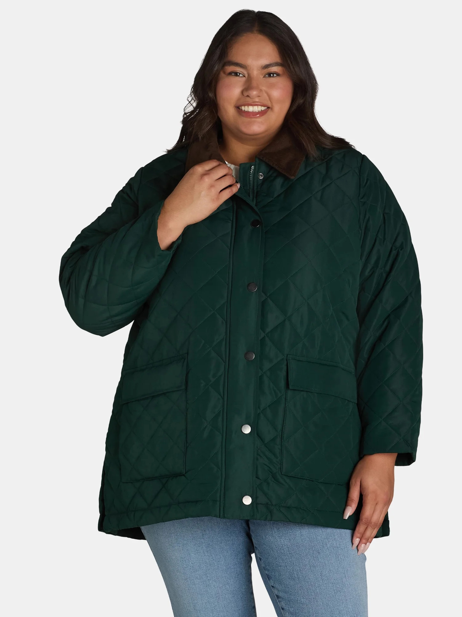 Time and Tru Women's and Women's Plus Quilted Barn Coat, Sizes XS-3X | Walmart (US)