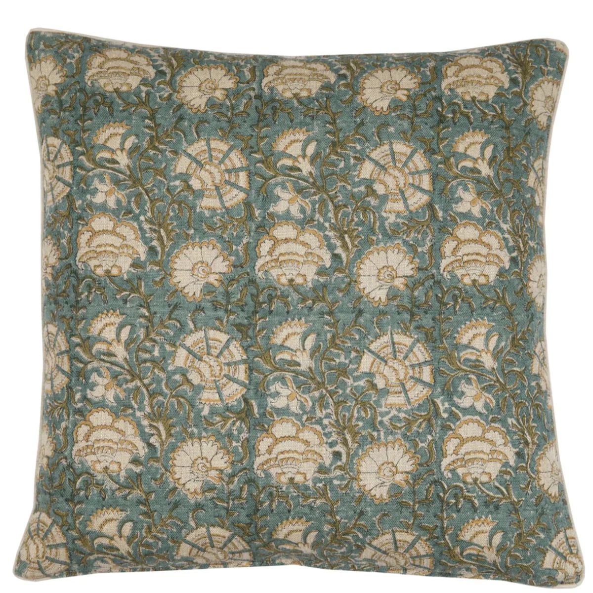 Linen Block Printed Pillow Cover | Nisa Lush | elsie green | textiles | Elsie Green US