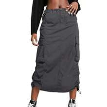 Cargo Midi Skirts For Women YK Drawstring Waist Casual Back Split Skirts With Pockets | SHEIN