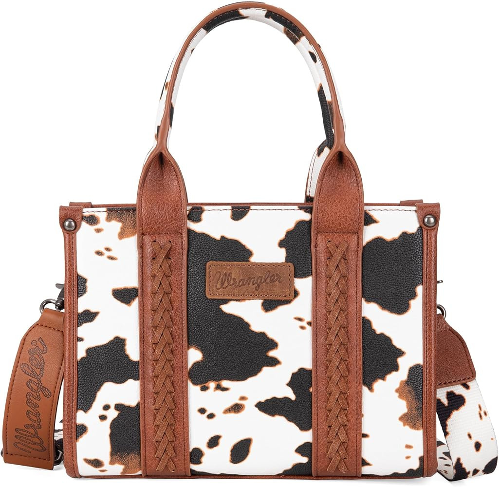 Wrangler Cow Print Tote Bag for Women Western Purse Boho Top Handle Satchel Handbag with Signatur... | Amazon (US)