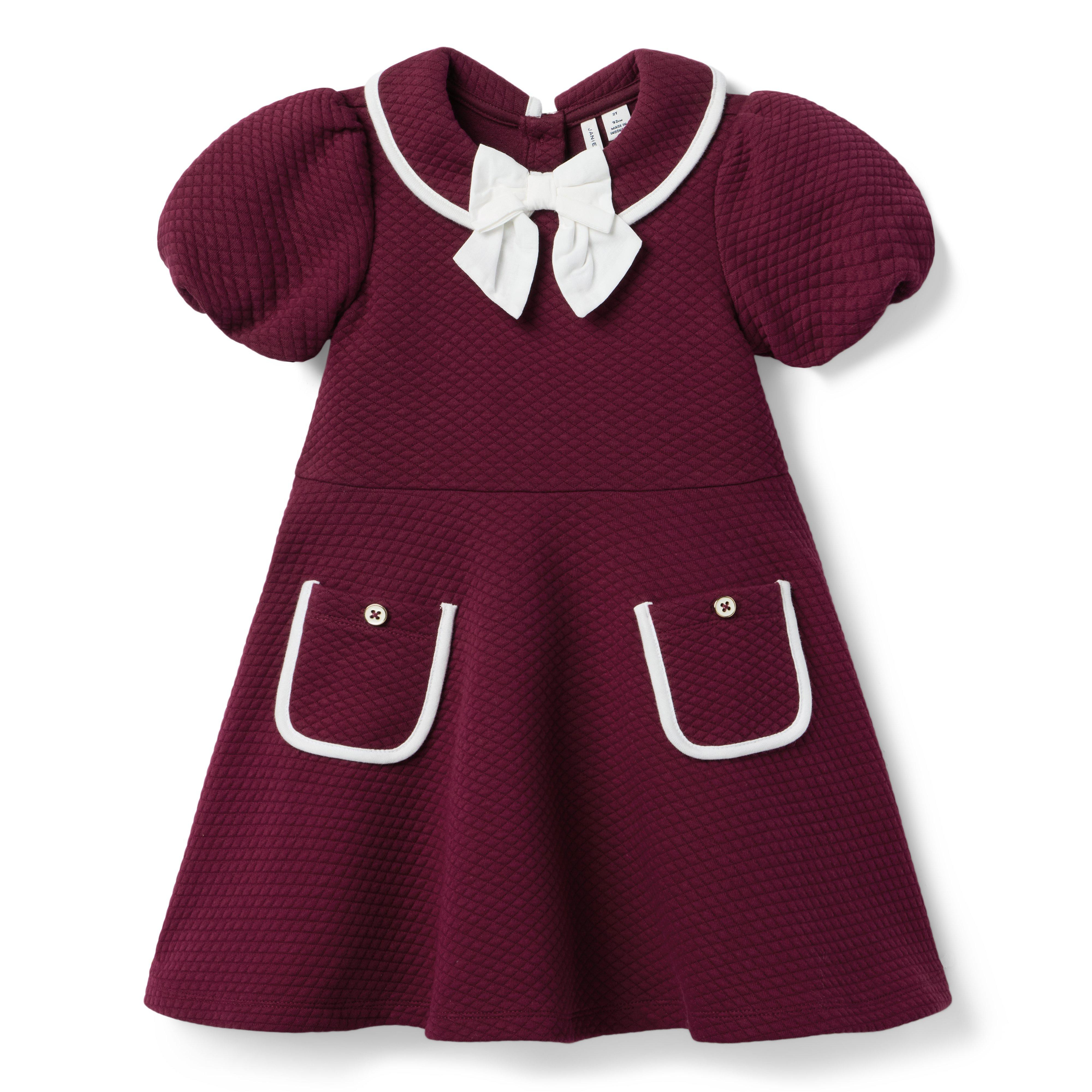 Janie and Jack | Quilted Puff Sleeve Dress - Purple / 6 | Janie and Jack