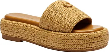 Sculpted C Raffia Flatform Slide Sandal (Women) | Nordstrom