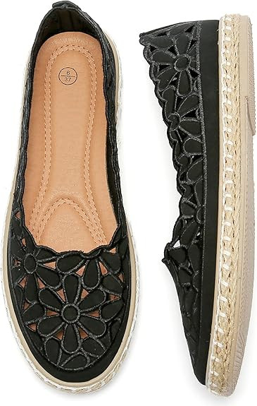 HEAWISH Women’s Ballet Flat Daisy Round Toe Dress Shoes Casual Slip On Rope Loafer | Amazon (US)