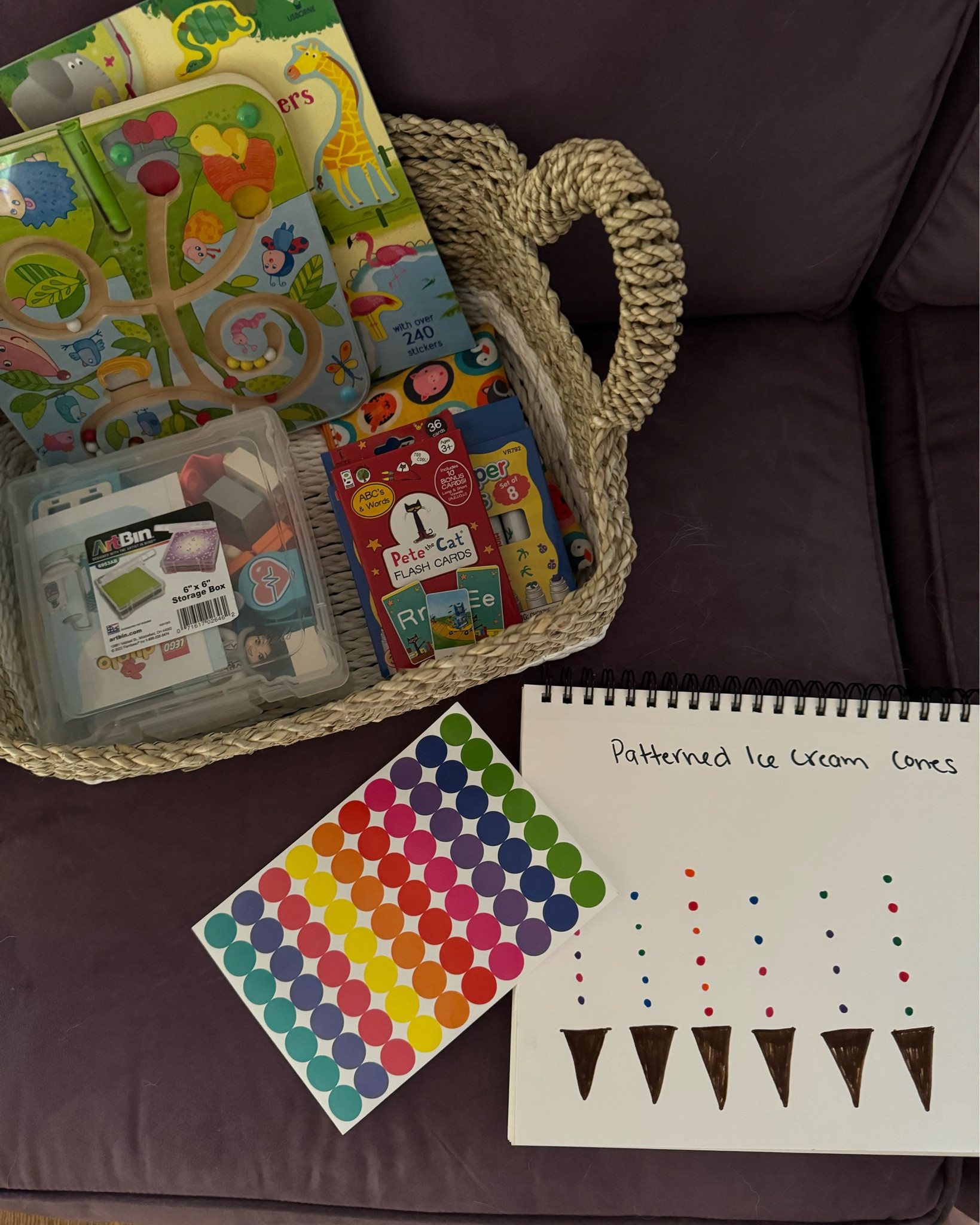 Arabella’s Busy Basket for the week. I included some diplos, a journal activity, some stickers, stamp markers, and some games we could do together!

Busy bin / morning basket / busy basket 

#LTKKids #LTKFamily #LTKFindsUnder50