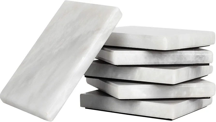 Radicaln Marble Coasters for Drinks 3.5" Inches White Handmade Square Coasters Set of 6 for Kitch... | Amazon (US)