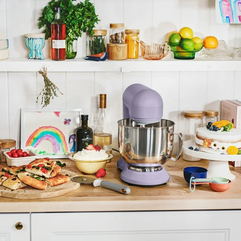 Beautiful 5.3 Qt Stand Mixer, Lavender with Flat Beater, Dough Hook, Balloon Whisk | Walmart (US)