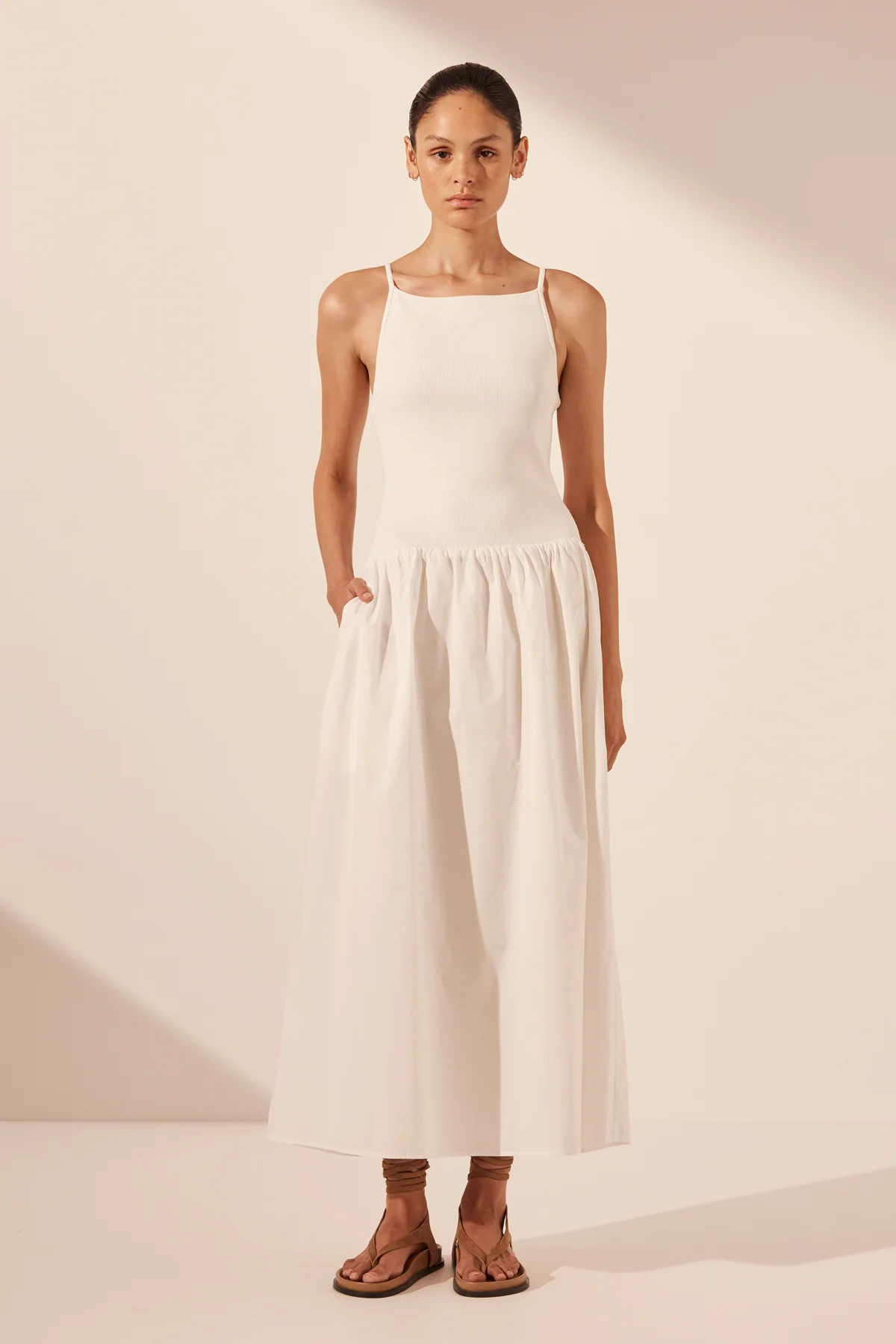 Aliah High Neck Midi Dress | Ivory | Dresses | Shona Joy | Shona Joy