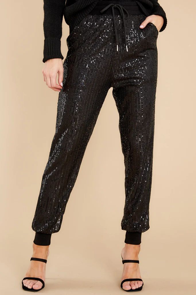 Marquee Glitter Black Sequin Pants | Red Dress 