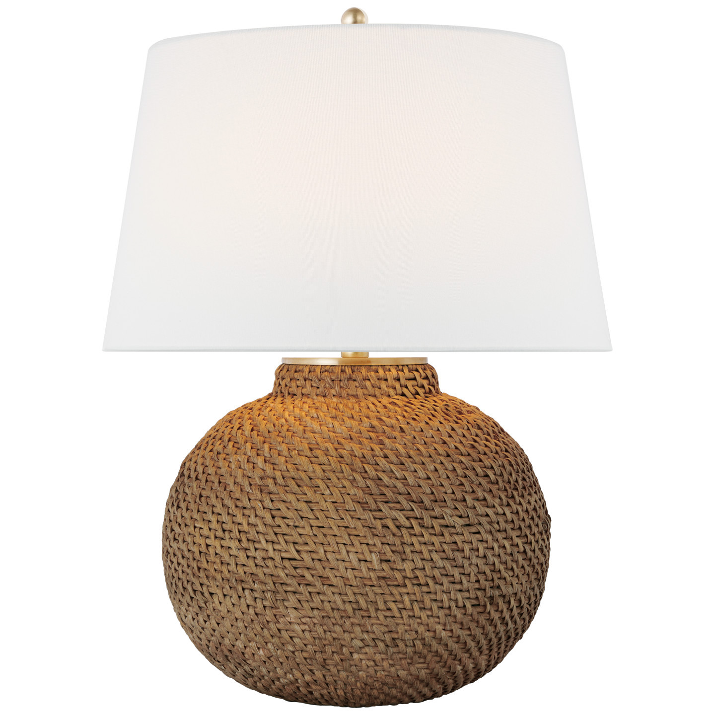 Avedon Small Table Lamp in Natural Rattan with Linen ShadeVisual Comfort | Visual Comfort