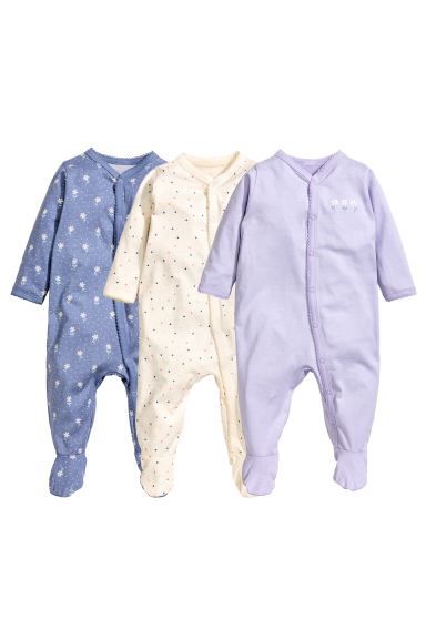 3-pack all-in-one pyjamas - Purple - Kids | H&M | H&M (UK, MY, IN, SG, PH, TW, HK)