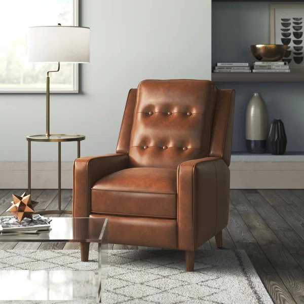 Mary 30'' Wide Genuine Leather Manual Standard Recliner | Wayfair North America