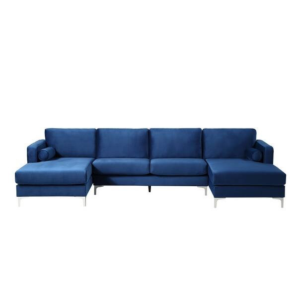 U-shaped Modern Velvet Sectional Sofa with Cushions and Pillows - On Sale - Overstock - 33599936 | Bed Bath & Beyond