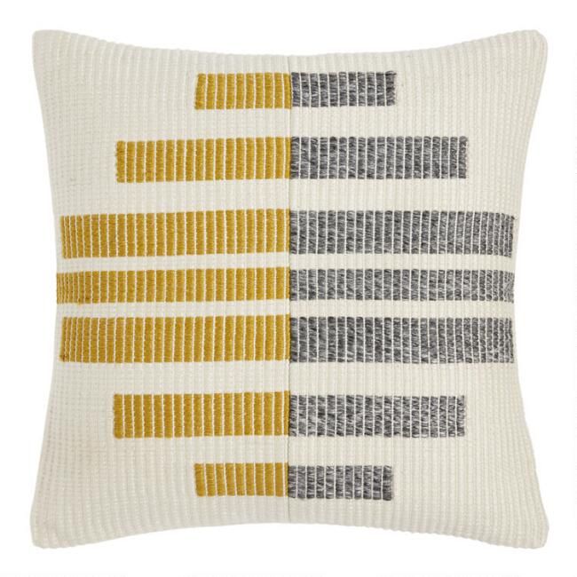 Gray, Yellow And Ivory Geo Indoor Outdoor Throw Pillow | World Market