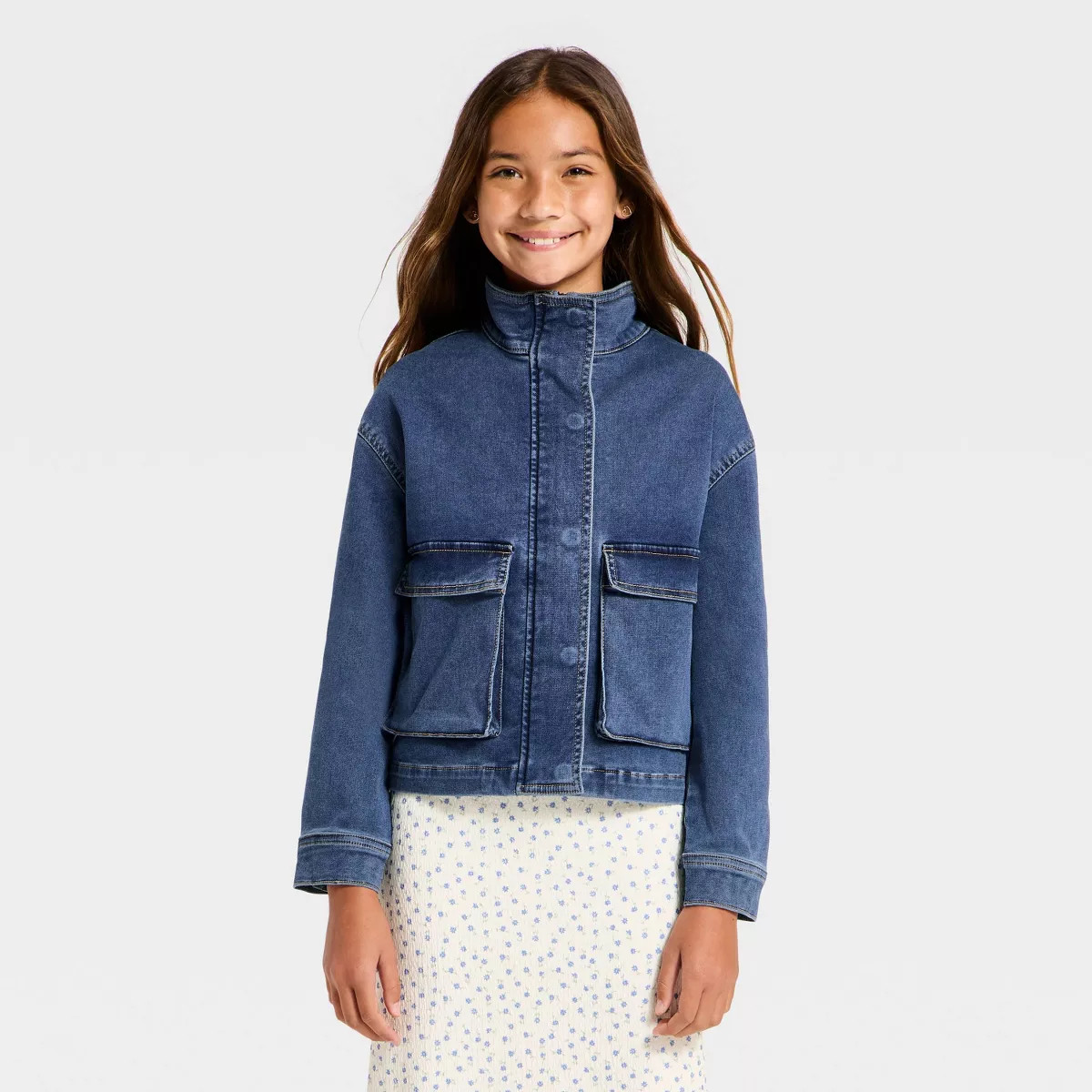 Girls' Denim Utility Jacket - art class™ | Target
