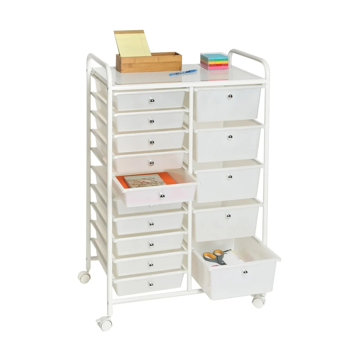 Seville Classics 15-Drawer Organizer Cart, White | Walmart (US)
