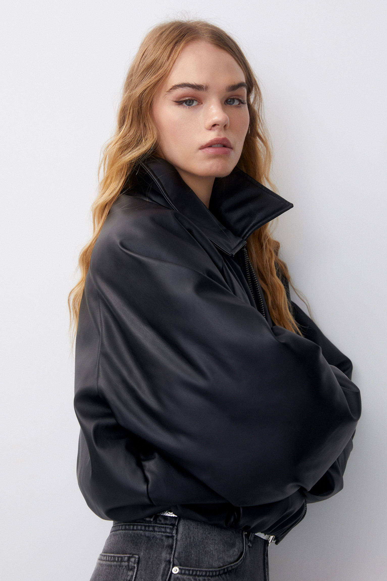 Faux leather quilted bomber jacket | PULL and BEAR UK