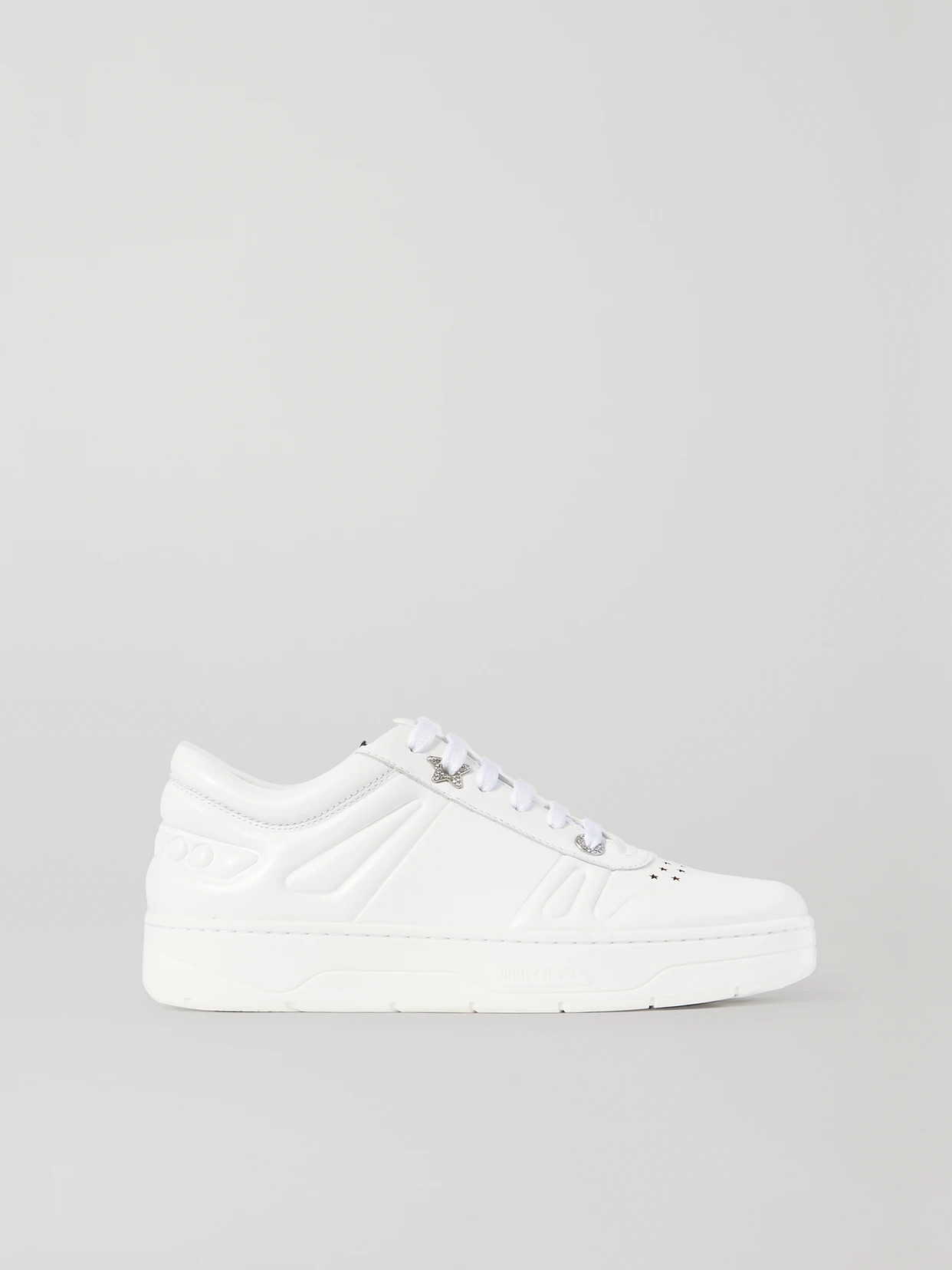 Jimmy Choo - Hawaii Crystal-embellished Perforated Leather Sneakers - White - IT39 | NET-A-PORTER APAC