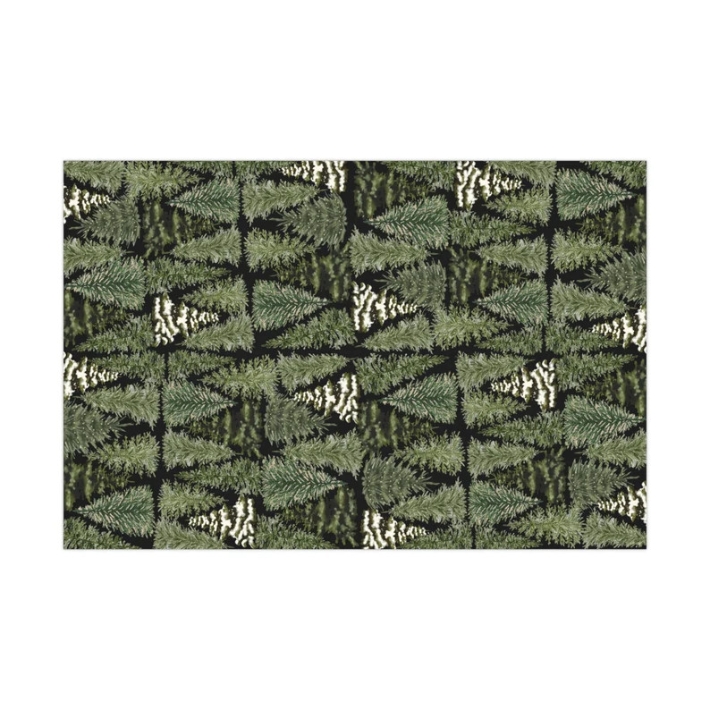 Classic Christmas Trees Holiday Wrapping Paper Roll, Simple Christmas Black Green Neutral Gift Wr... | Etsy (US)