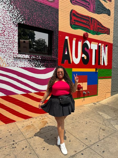 Kept it cute and cool in HOT Austin! Loved this skort for walking around the city! Wearing a 2x in both! 

#LTKPlusSize #LTKFindsUnder50 #LTKActive