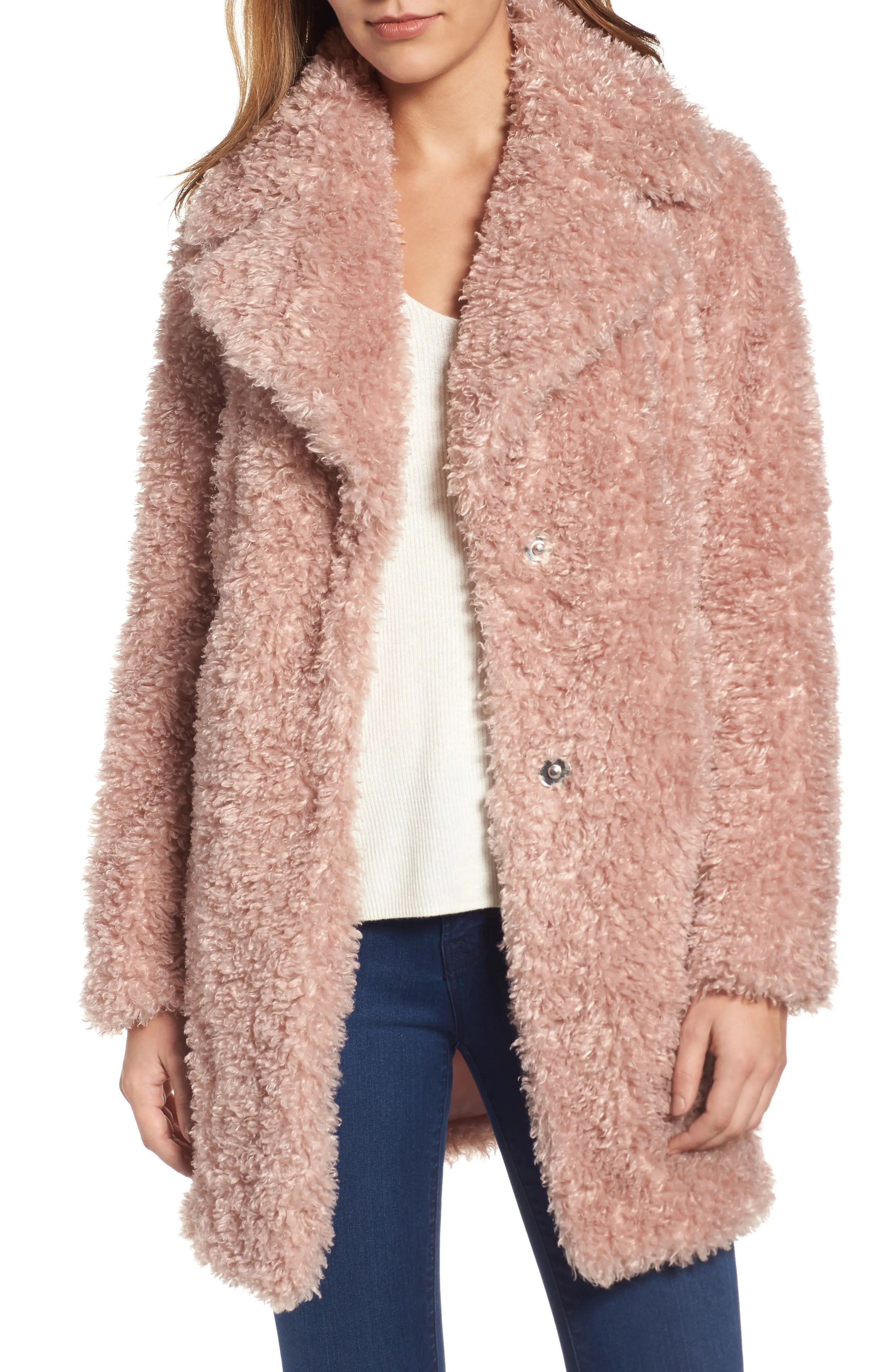 'Teddy Bear' Notch Collar Faux Fur Coat | Nordstrom