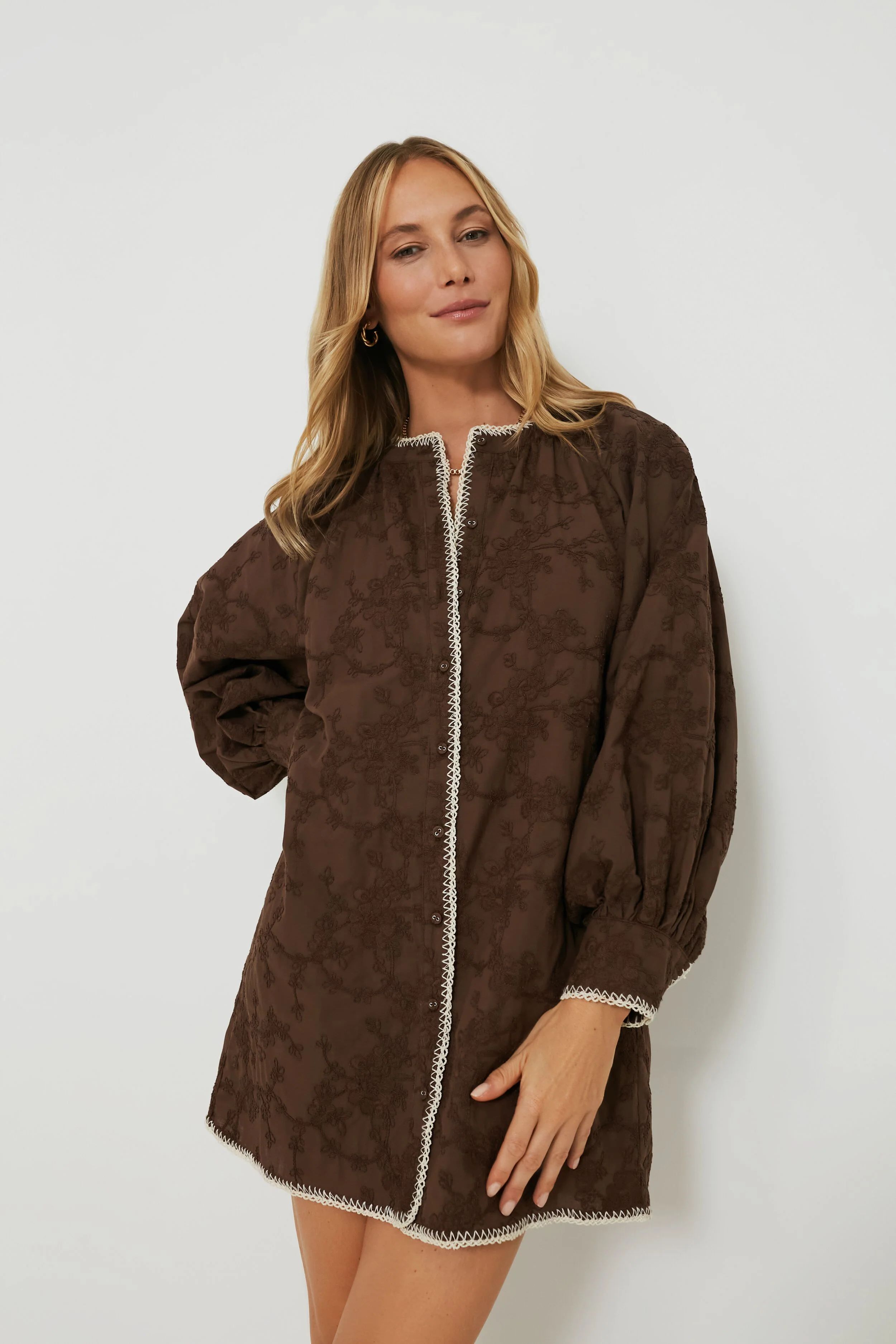 Brown Textured Trisha Shirt Dress | Tuckernuck (US)