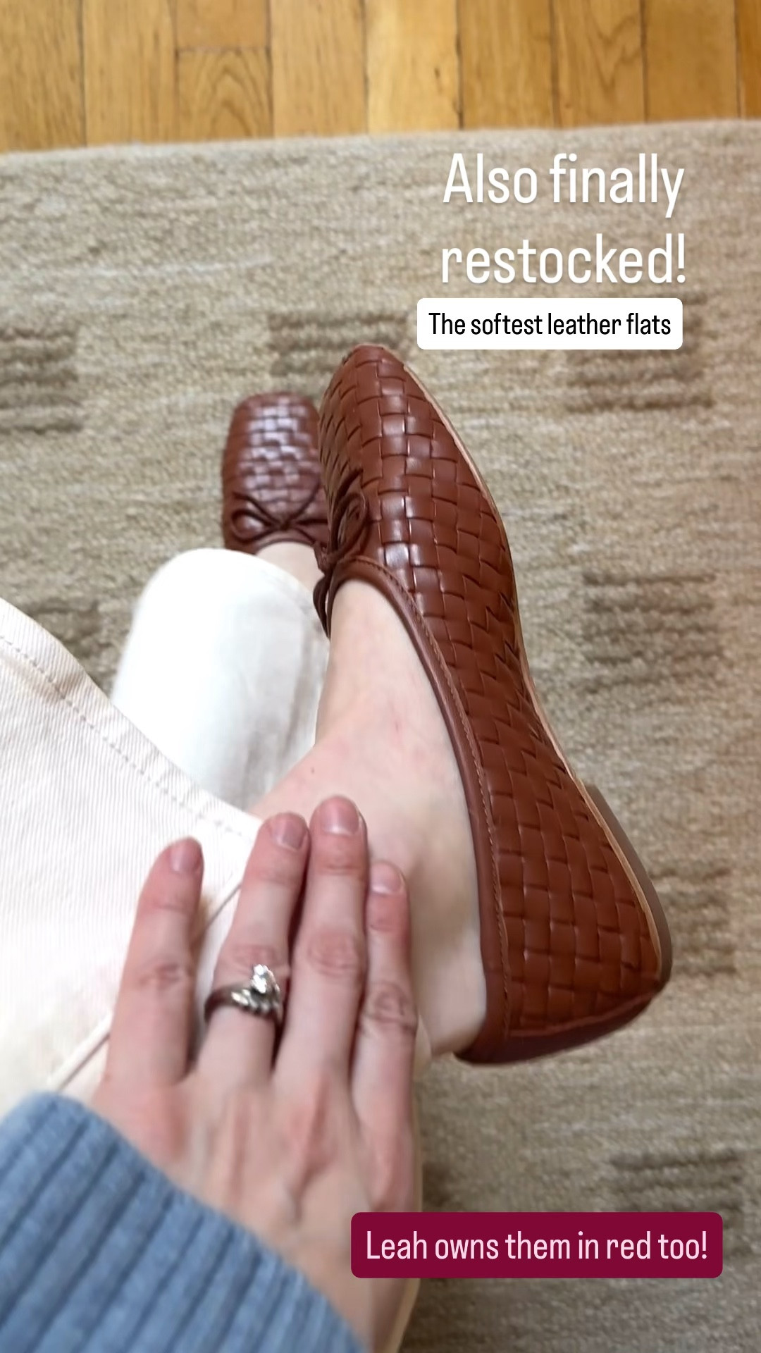 Comfy leather flats that pass the 10k step test are restocked! Wearing size 7 sized up 1/2. Free shipping @Quince 