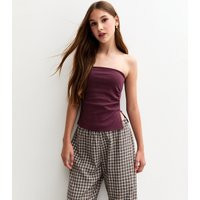 Girls' Dark Burgundy Ruched Side Bandeau Top New Look | New Look (UK)
