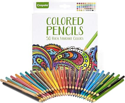 Crayola Colored Pencils, Adult Coloring, Fun At Home Activities, 50 Count, Multicolor | Amazon (US)