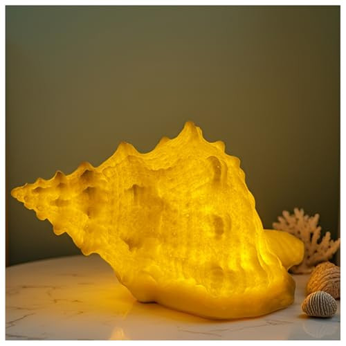 Beach Theme Night Light - Conch Shell Shaped LED Lamp with Auto Timer, Yellow Glow, Battery Powered Safe Lighting for Nursery, Bedroom, Bathroom Decor, Gift Ready for Kids, Christmas, Coastal Home | Amazon (US)