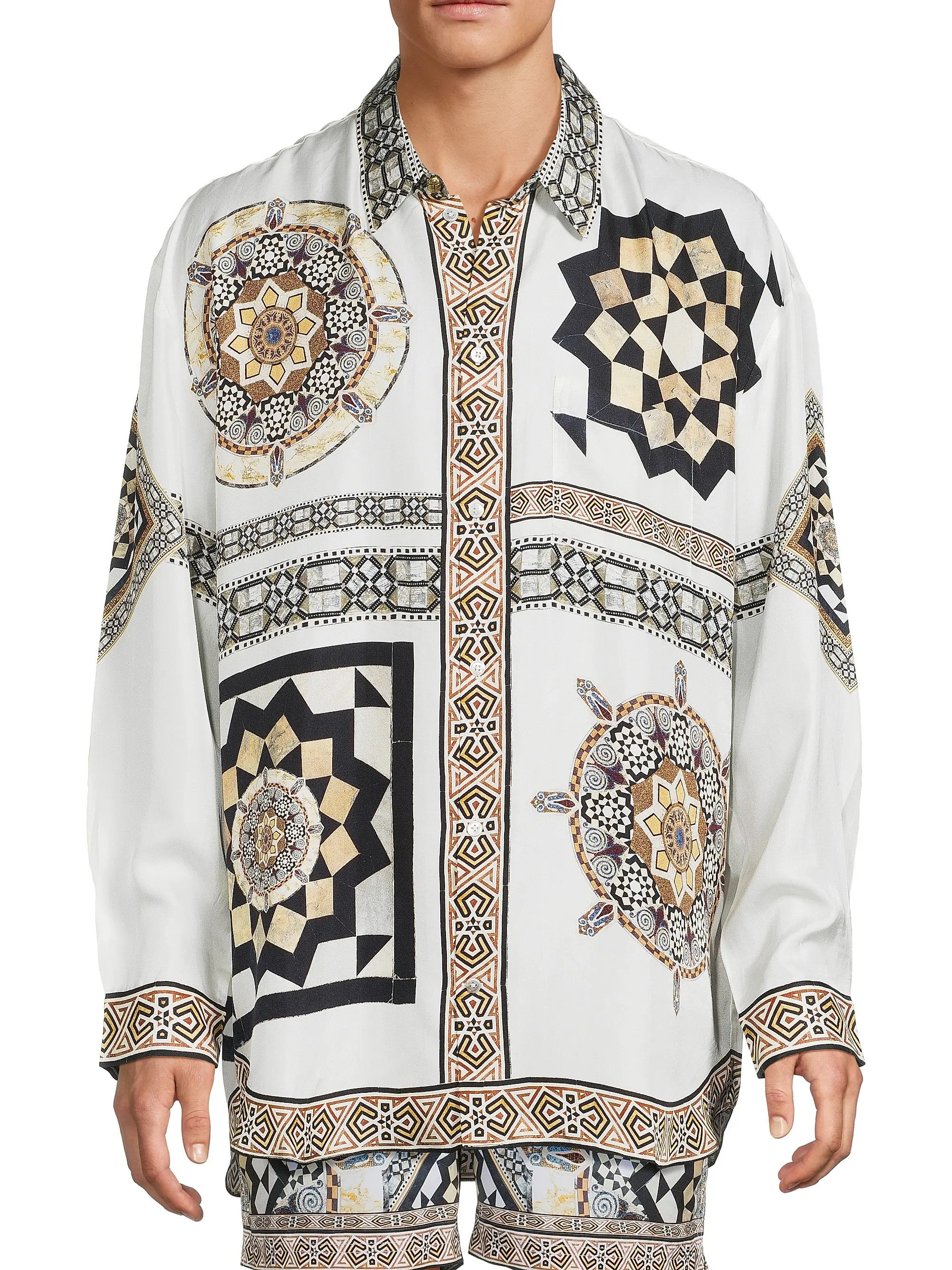 Medallion Oversized Silk Shirt | Saks Fifth Avenue