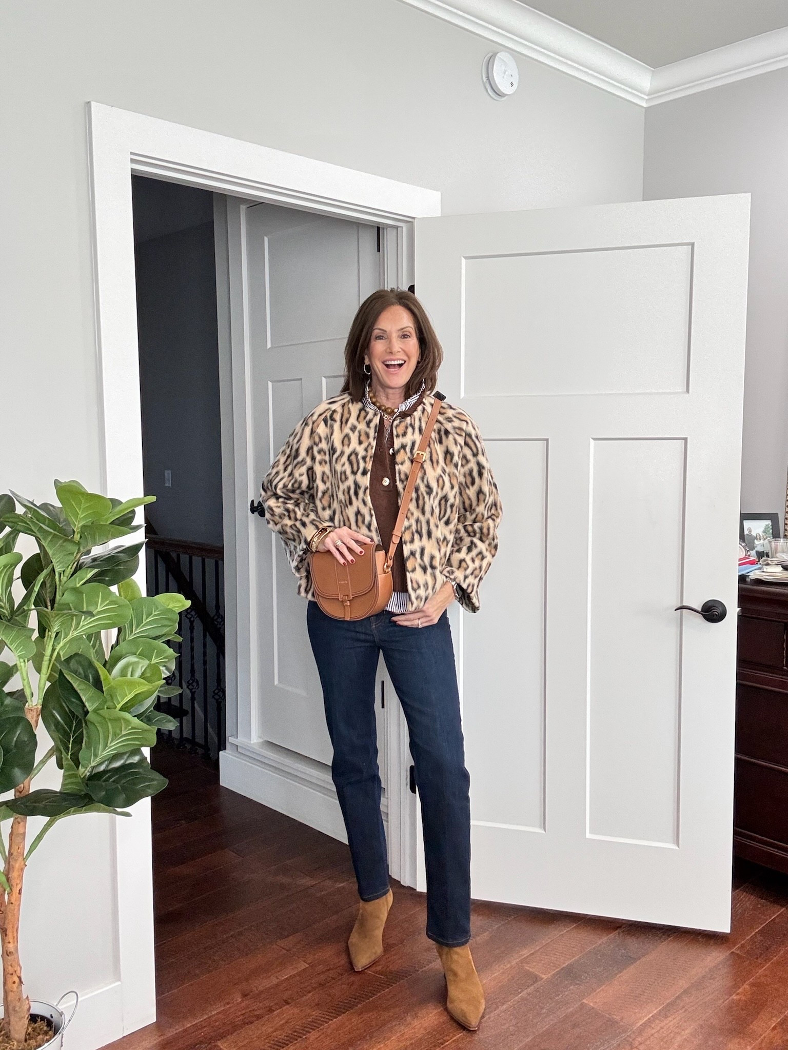 Elevated chic style! medium sweater - medium navy striped shirt - 28 blue jeans - medium leopard jacket 
Women’s fashion, outfit inspo, outfit ideas, what to wear for, fashion over 40, fashion over 50, winter outfit ideas, winter fashion, winter styles, winter outfits, winter outfit inspo, holiday styles, holiday outfits, holiday outfit inspo, holiday fashion, trending fashion, chic style

#LTKootd #LTKOver40 #LTKHoliday