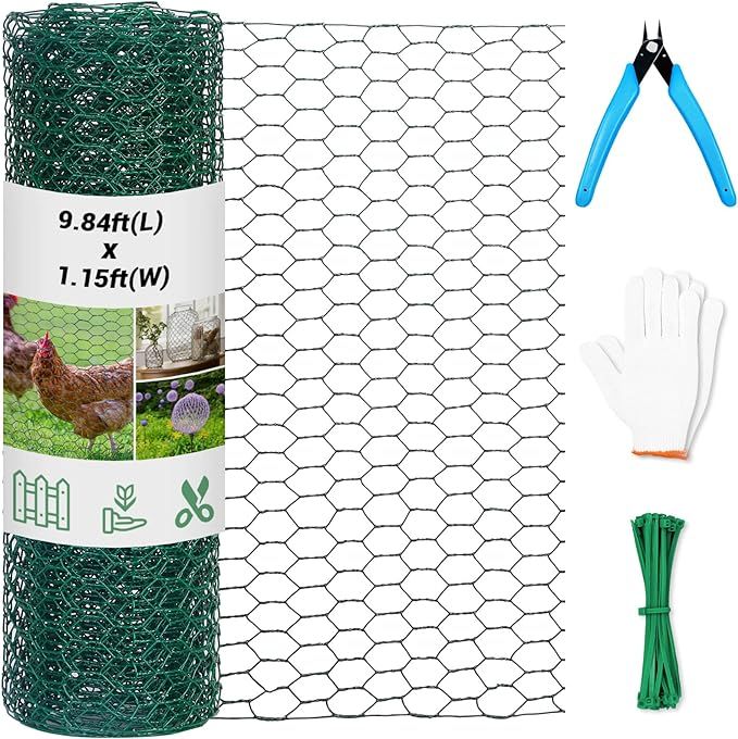 Chicken Wire Fence for Craft,13.78 x 118 Inch Lightweight Galvanized Hexagonal Chicken Wire Netti... | Amazon (US)