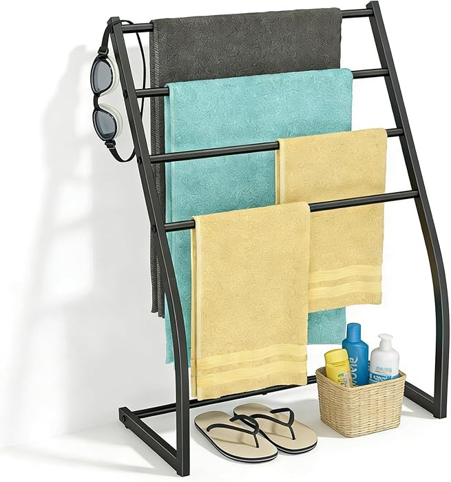 Honiter Towel Racks for Bathroom, Free Standing Towel Rack, 4 Tier Wide Towel Dryer Rack, Pool To... | Amazon (US)