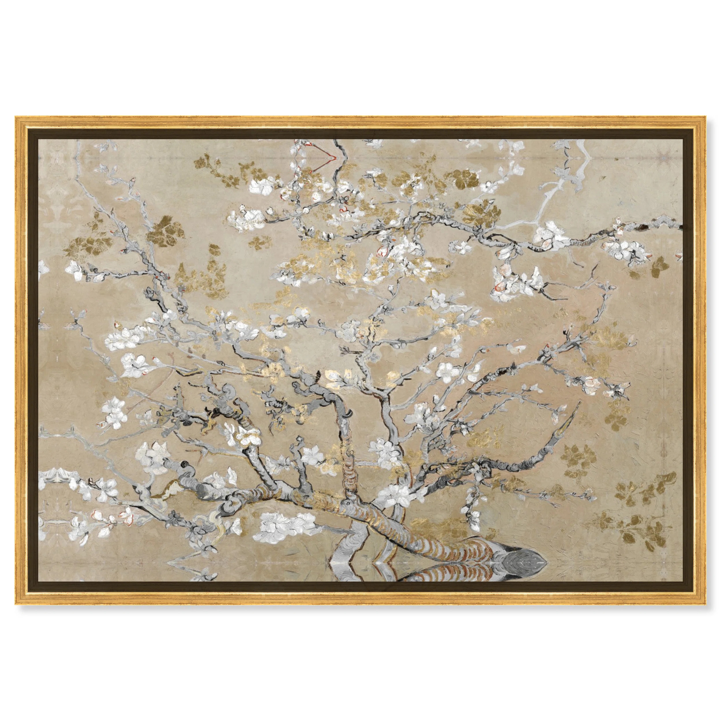 Oliver Gal Van Gogh in Gold Blossoms Inspiration - Framed Canvas Grapic Art for Living Room & Rev... | Wayfair North America