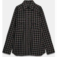 Zara - Oversized Plaid Poplin Shirt - Black/Orange - Xl - Woman | Zara US