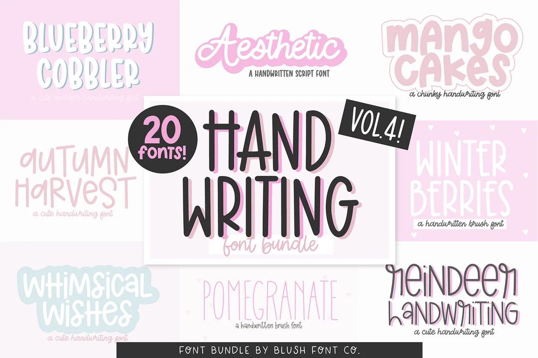 20 FONTS Handwriting Font Bundle Vol. 4, Font Bundle for Cricut, Handwriting Fonts, Sans Fonts, C... | Etsy (US)