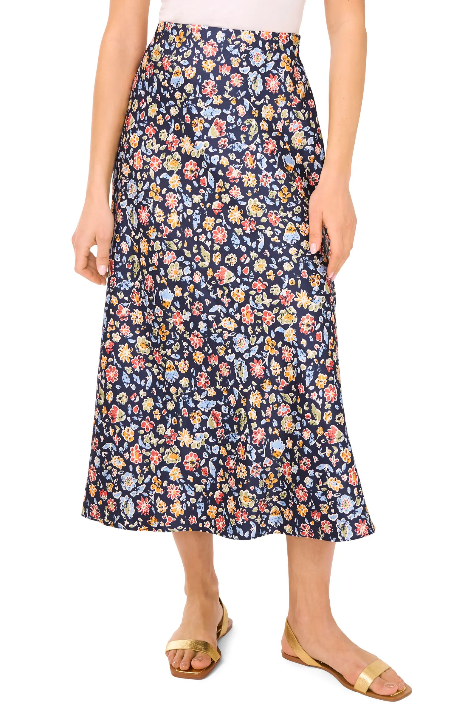 Floral Bias Cut Midi Skirt | Nordstrom