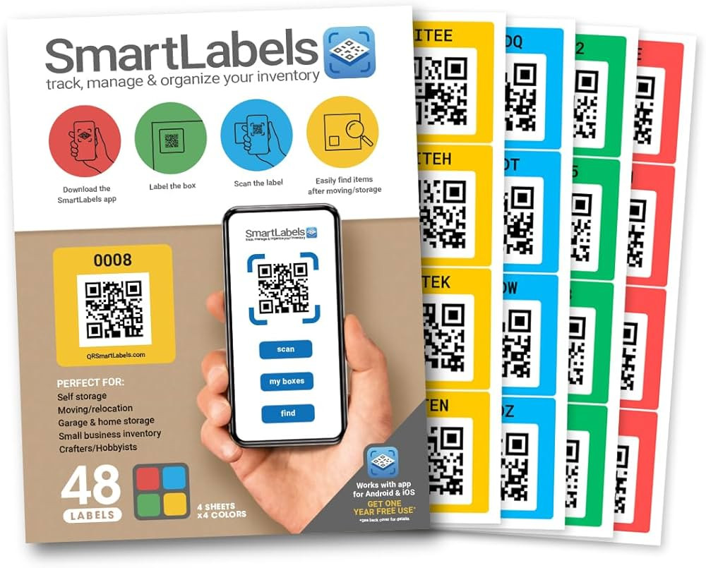 QR Code Smart Labels | Color Coded Scannable Stickers for Storage Bins, Moving Containers & Organ... | Amazon (US)