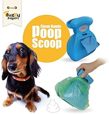 Dog Poop Scoop with Waste Bag Dispenser - Blue, 10 Refill Bags and Expandable Silicone Body - Com... | Amazon (US)