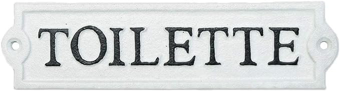 Sungmor Heavy Duty Cast Iron Door Toilet Sign - White Plaque Bathroom Sign Wall Decor - Decorativ... | Amazon (US)