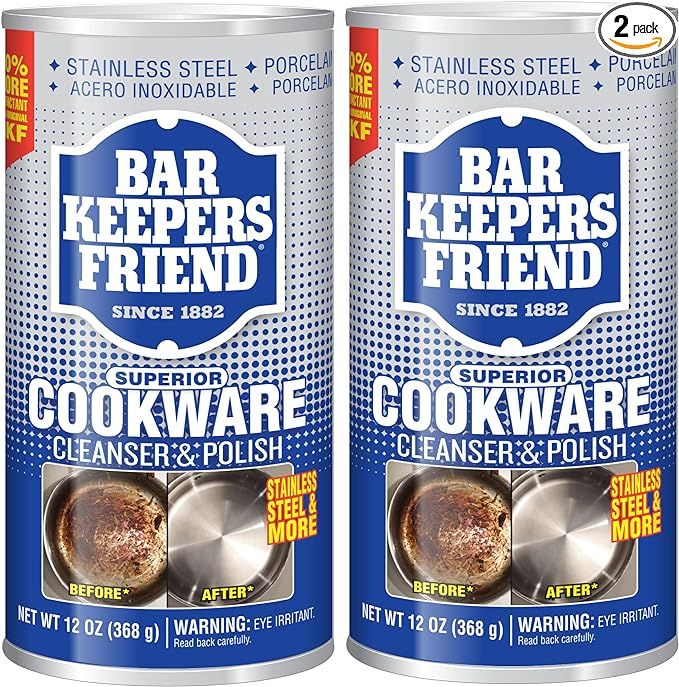 Bar Keepers Friend Cookware Cleanser & Polish (2 x 12 oz) Stainless Steel Cleaner & Degreaser for... | Amazon (US)