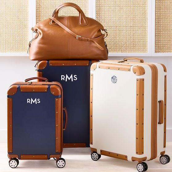 Leather Wrapped Expandable Carry-On and Checked Luggage Set | Mark and Graham