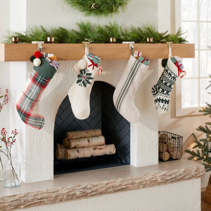 Engineered Stripe Woven Christmas Stocking Green/Sour Cream - Hearth &#38; Hand&#8482; with Magno... | Target