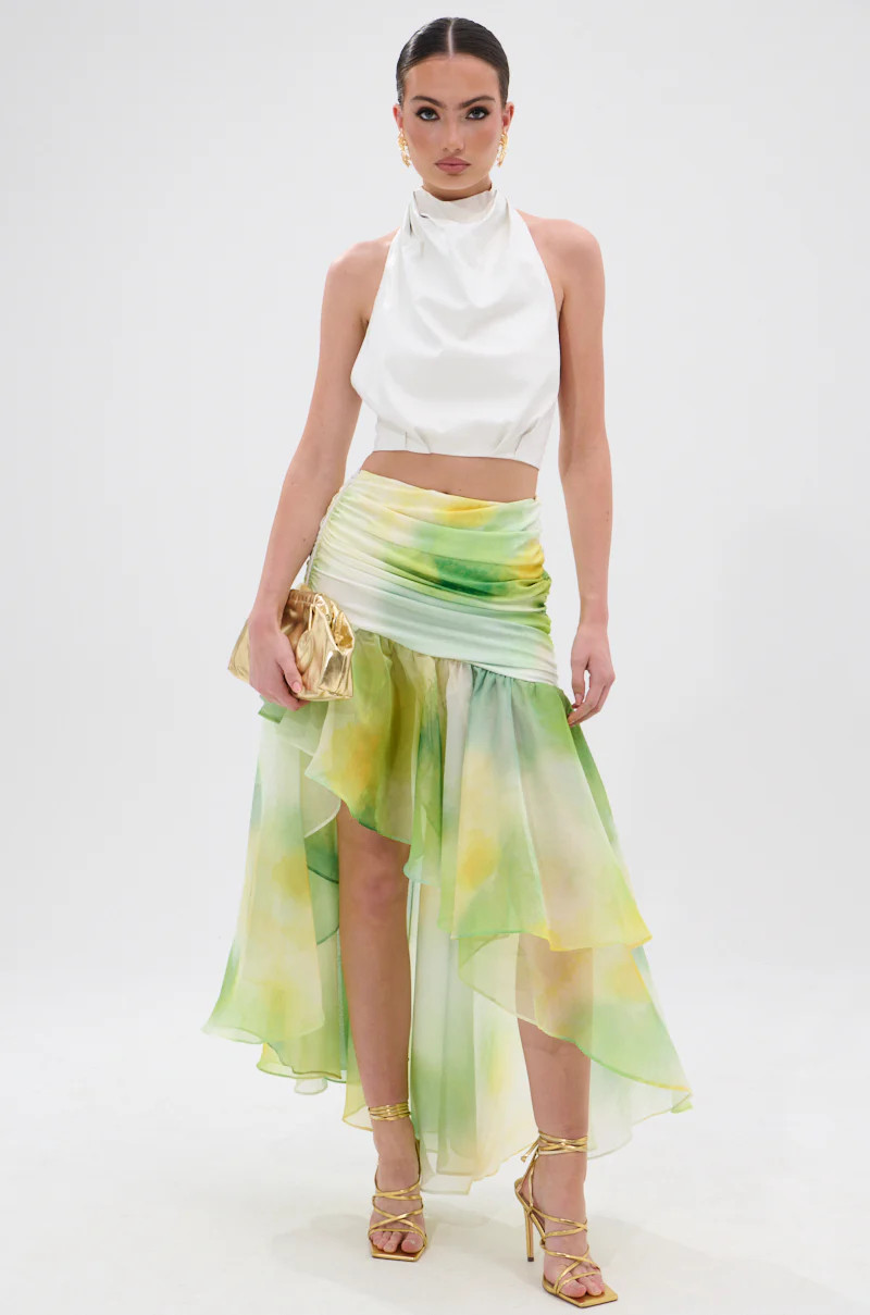 LIMONE CHIFFON MIDI SKIRT | AKIRA