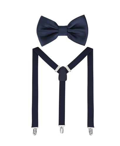 Haggar Men's Pre-Tied Bow Tie/Suspender Set, Navy, One Size | Amazon (US)