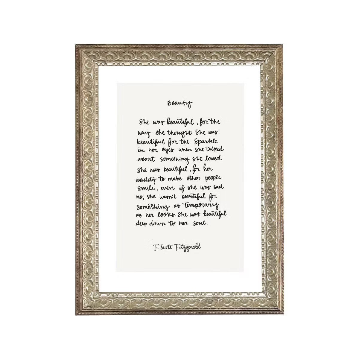 8" x 10" Beauty Antique Wall Art Gold - Petal Lane: Modern Canvas, Vertical Quote, Sawtooth Back | Target