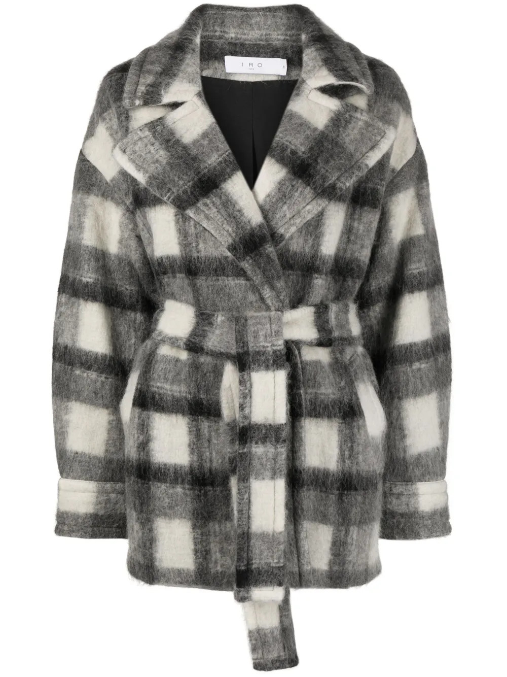 IRO Pamae Checked Belted Coat | Grey | FARFETCH AO | Farfetch Global