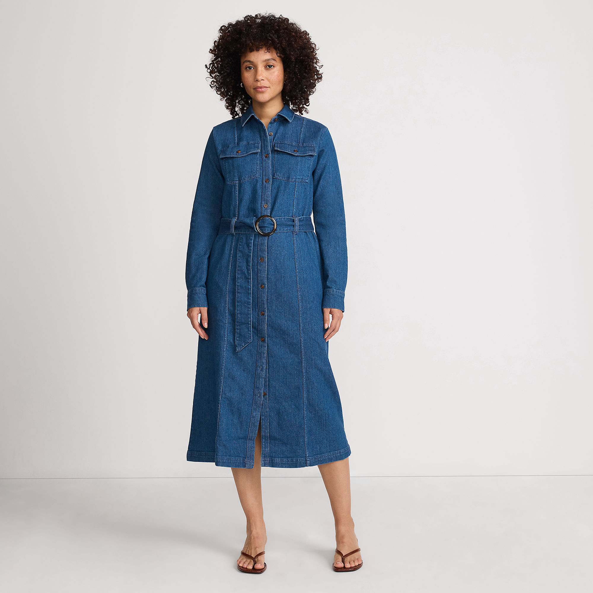 Women's Soft Denim Midi Shirt Dress | Lands' End (US)