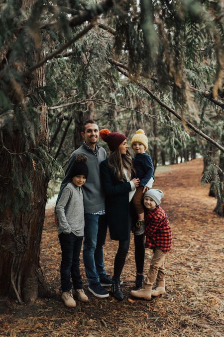Fall family picture idea + outdoor photo + green wool coat + kids beanies + over the knee boot outfit + black over the knee boots

#LTKkids #LTKstyletip #LTKfamily