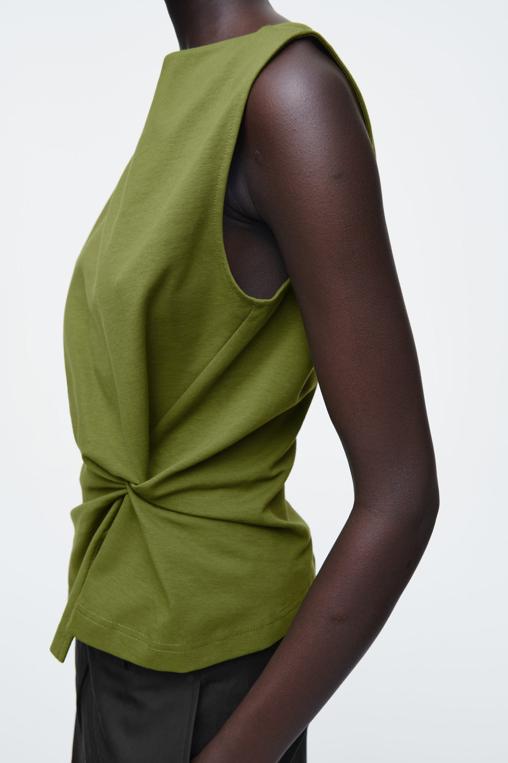 TWIST-DETAIL TOP - OLIVE GREEN | COS | COS (AU)